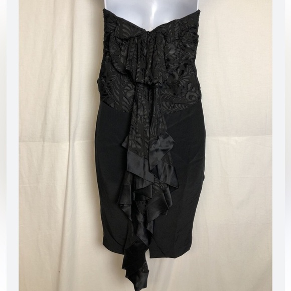 🎉Marchesa Notte,Silk Dress,Black,Ruffle Embellishment,Strapless,Stunning,Size 2 - Picture 6 of 14